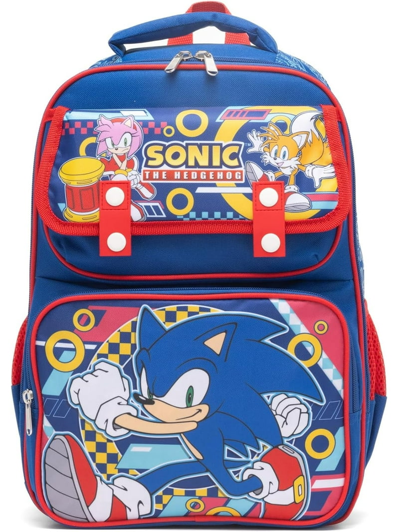 Sonic The Hedgehog Kids 3D Shadow Backpack | Black and Red 'Ultimate Power!' Shadow The Hedgehog Graphic School Bag | Checked Front Zip Pocket | Sonic Merch