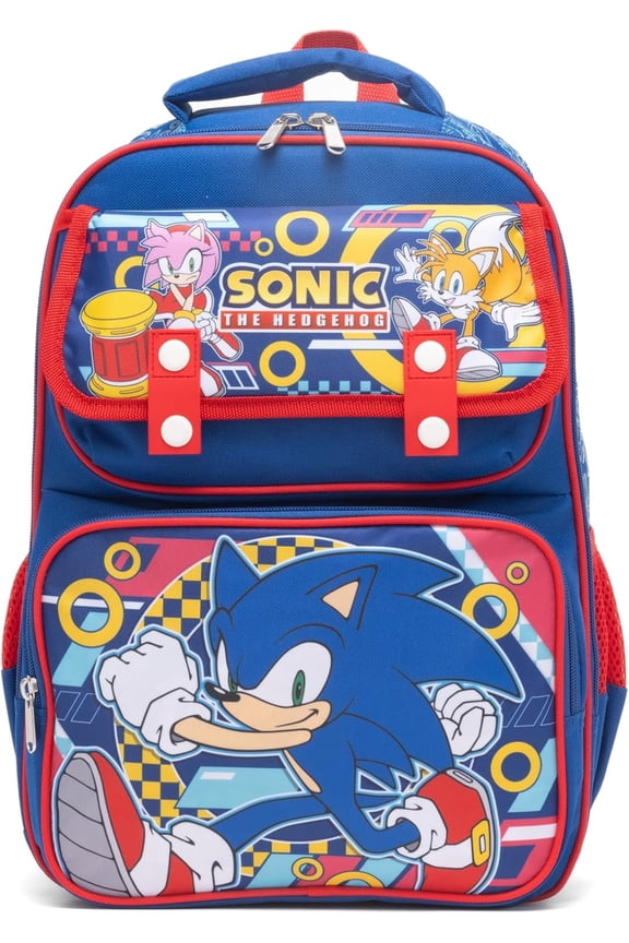 16" Sonic the Hedgehog Large School backpack with Padded Back and Adjustable Straps