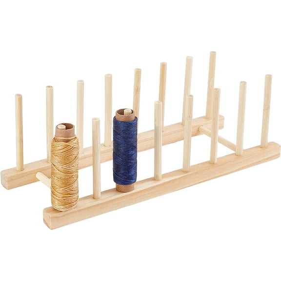 16 Spools Solid Wood Thread Rack Thread Holder Organizer Wheat Finished Product: 306.5x120x105mm