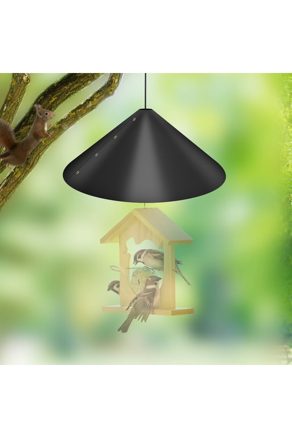16'' Squirrel Baffle for Bird Feeder Pole, Outdoor Squirrel Guard Baffle Cover with Hook, Outside Pole Mount Bird House Guard Stopper, Black