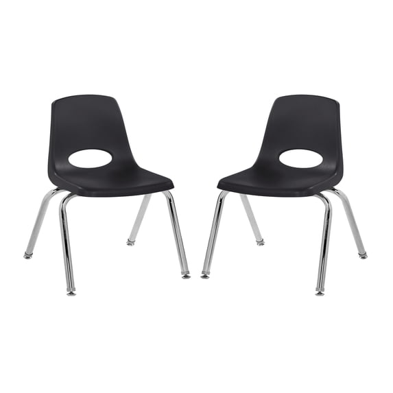 Factory Direct Partners Kids Swivel Glide Stack Chairs, Black (Set of 2)