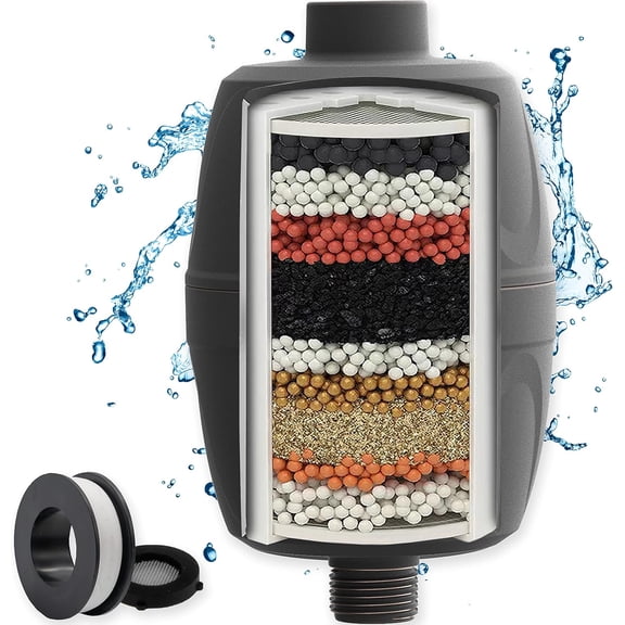 16-Stage Shower Filter - Universal Showerhead Water Filters To Remove Chlorine + Hard Minerals - Bath Purifier And Filtered Softener System With Activated Charcoal - Oil-Rubbed Bronze