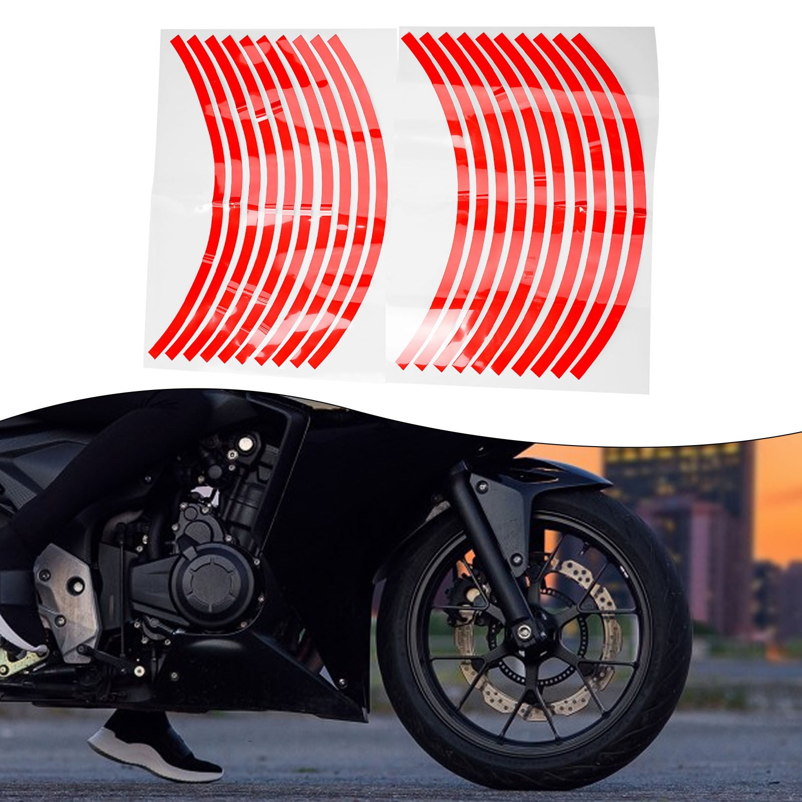 Hot Pink Reflective Motorcycle Rim Stripes – 17-Inch Wheel Decals, Adhesive Tape, Customizable For Left/Right Sides