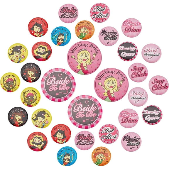 16Styles Bridal Party Pins Funny Bachelorette Party Buttons Colorful Bridal Shower Brooch Bride to Be Bachelor Pinback