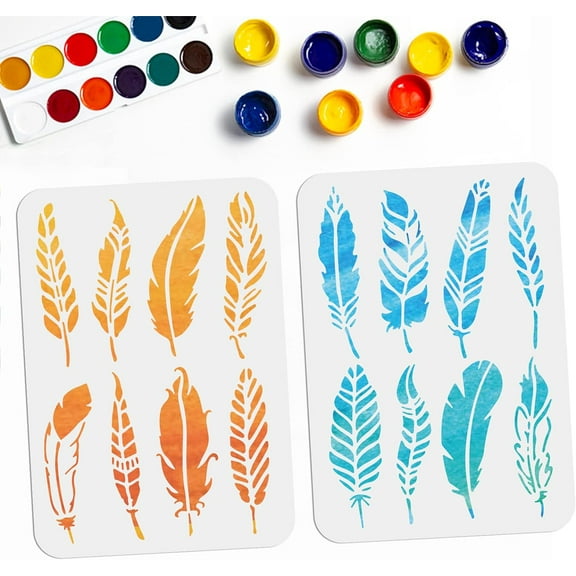 16 Styles Feather Stencils 8.311.7inch Bird Feather Stencils Decorative Feather Painting Drawing Stencils Boho Feather Stencils for Painting on Walls Canvas Wood Furniture Crafts for DIY