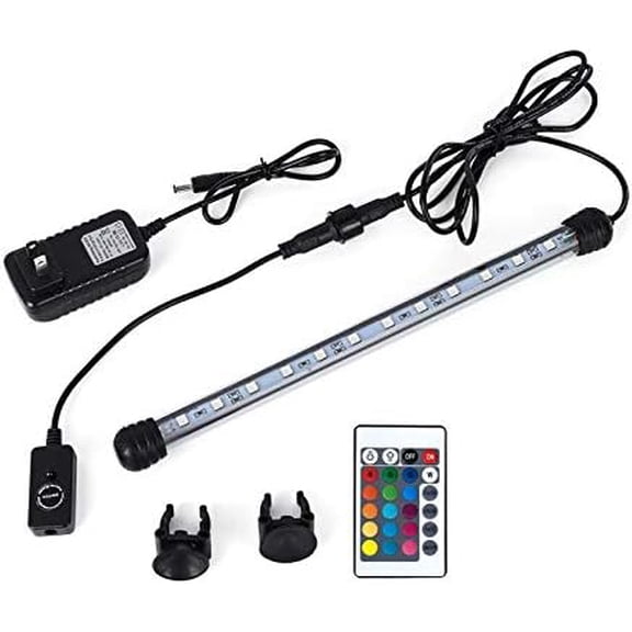 16 in Submersible LED Aquarium Light, 2.5W Color Changing Fish Tank Light with Remote Control, IP68 Crystal Glass 18 LEDs Lights Bar, for Fish Tank 20-25 inch