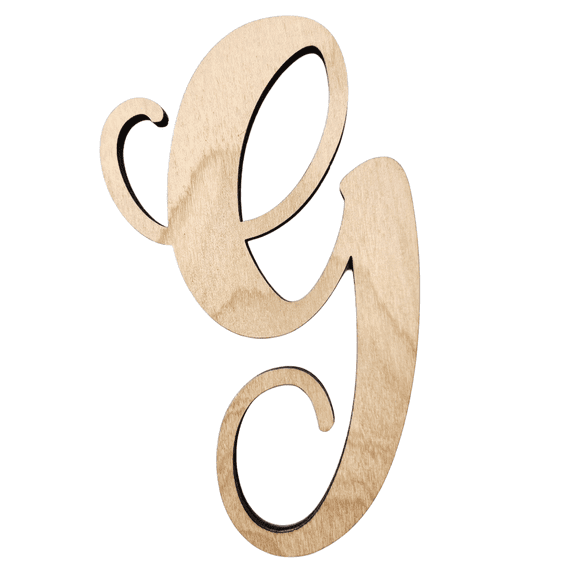 16" Tall BIRCH Wood Letter G | 1/4" Thick | Wood Craft Letter | Starfish Font | Script Font
