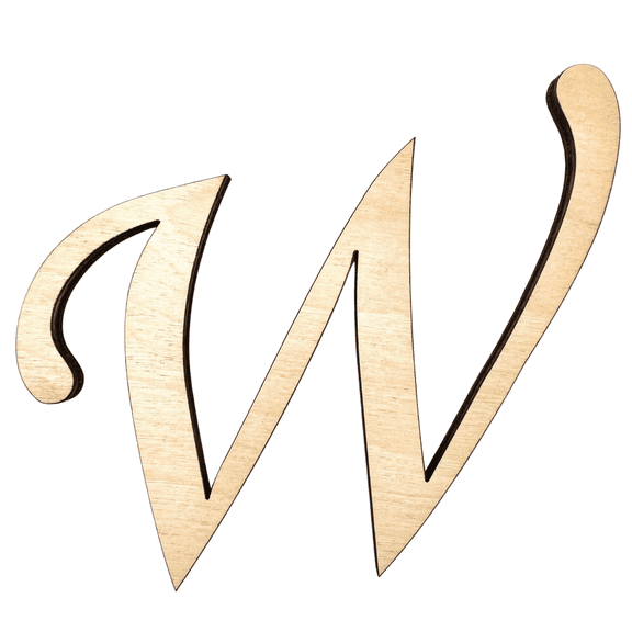 16" Tall BIRCH Wood Letter W | Krafty Supply 1/4" Thick Wooden Letters | Wood Craft Letter | Monotype Font | Fancy Fonts