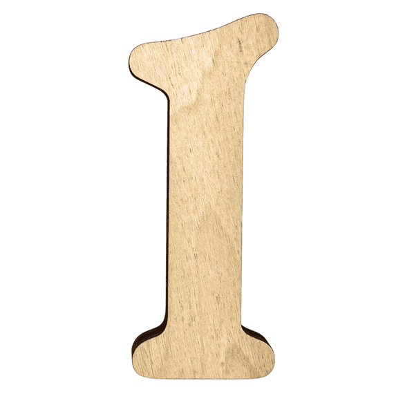 16" Tall Birch Plywood Letter I | 1/4" Thick | Krafty Supply Letters | Beltorian