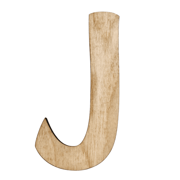 16" Tall Birch Wood Letter J | 1/4" Thick | Wood Craft Letter | American Font