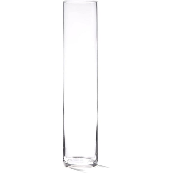 4E's Novelty 16" Cylinder Glass Vase Elegant Clear Glass Vase for Flowers, Candles & Decor