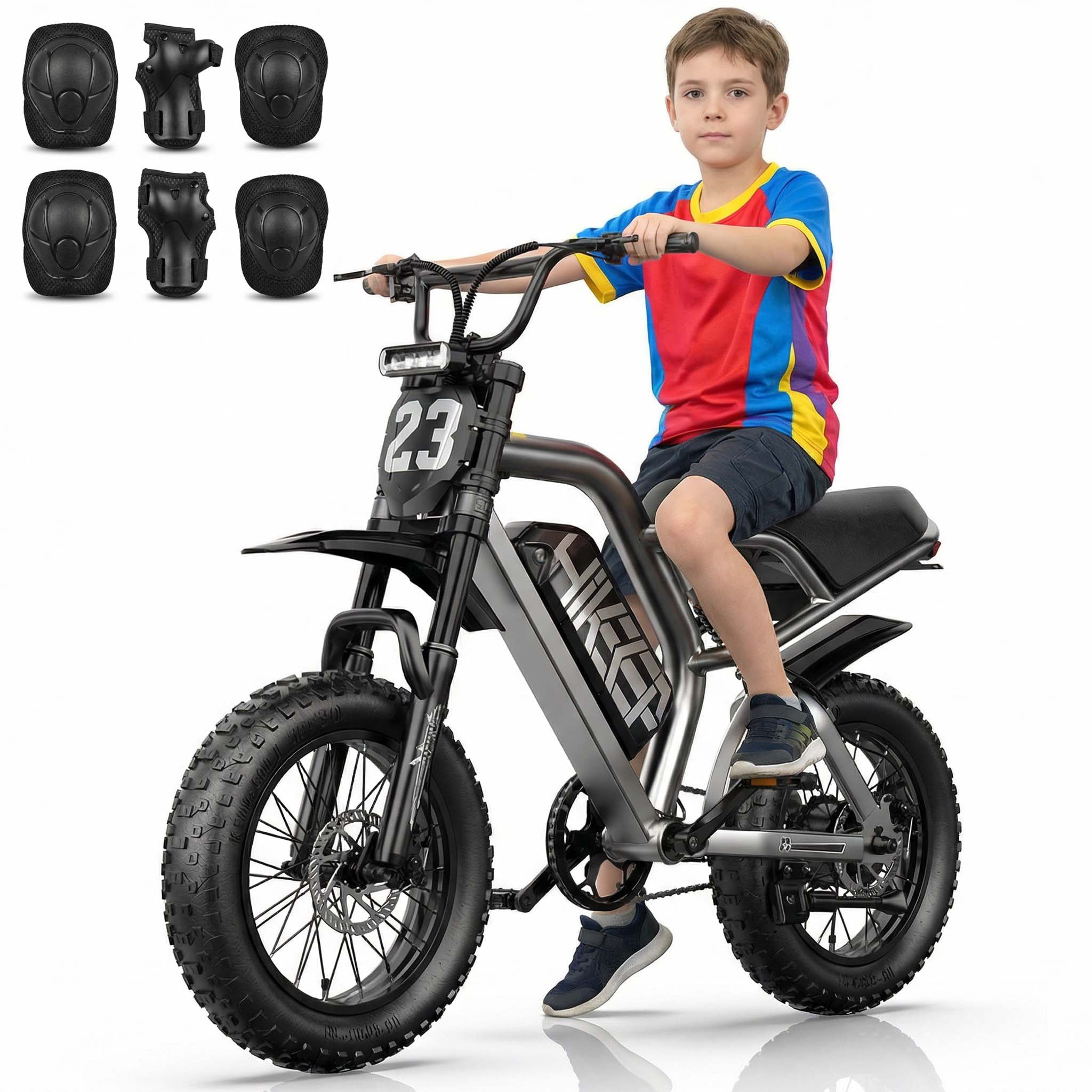 16" Teenagers Electric Bike 750W 1500W Peak Motor, 48V 15Ah Removable Battery, Fat Tire Ebike for Age 7+, Full Suspension E-Mountain Bicycle, UL2849