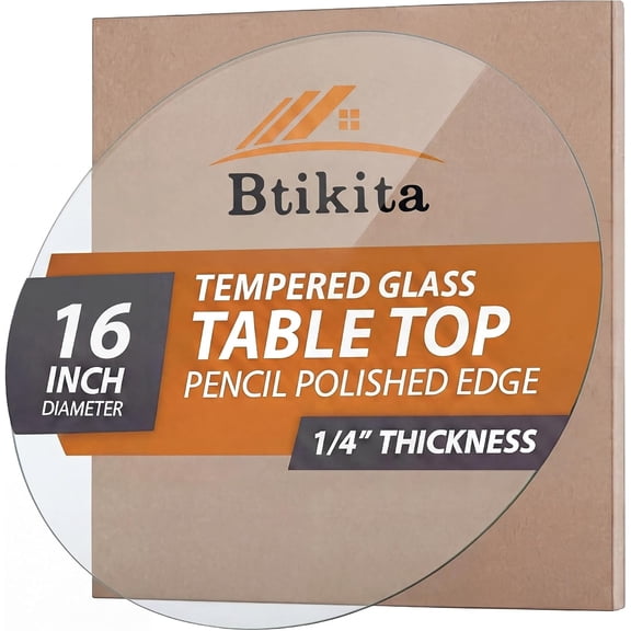 16" Tempered Glass Table Top Round Transparent Table Surface 1/4'' Thick Pencil Polished Edge Multipurpose for Dining, Coffee, Restaurant and End Table (16 inch)