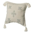 thumbnail image 1 of 16" Throw Pillow Cover with Southwest Tribal Pattern and Corner Tassels, Grey & White, 1 of 7