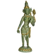 16" Tibetan Buddhist Deity Standing Tara In Brass | Handmade | Made In India - Brass Statue