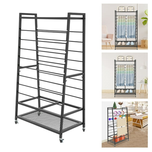 16 Tier Black Iron Freestanding Ribbon Holder Organizer Rack, Ribbon Storage Organizer