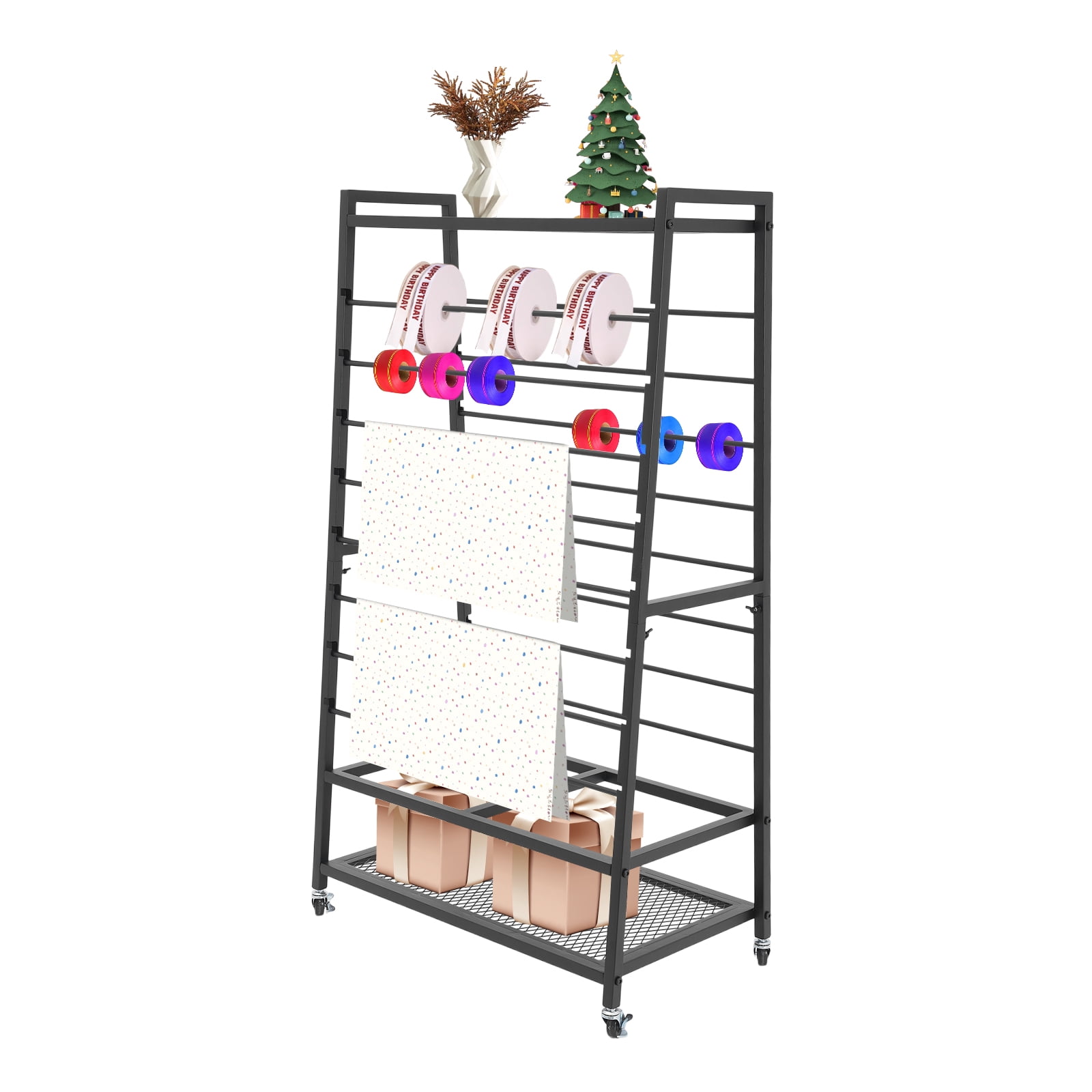 Miniture Ribbon Rack 16 Tier Ribbon Organizer for Craft Room, Double-Sided Ribbon Holder ...