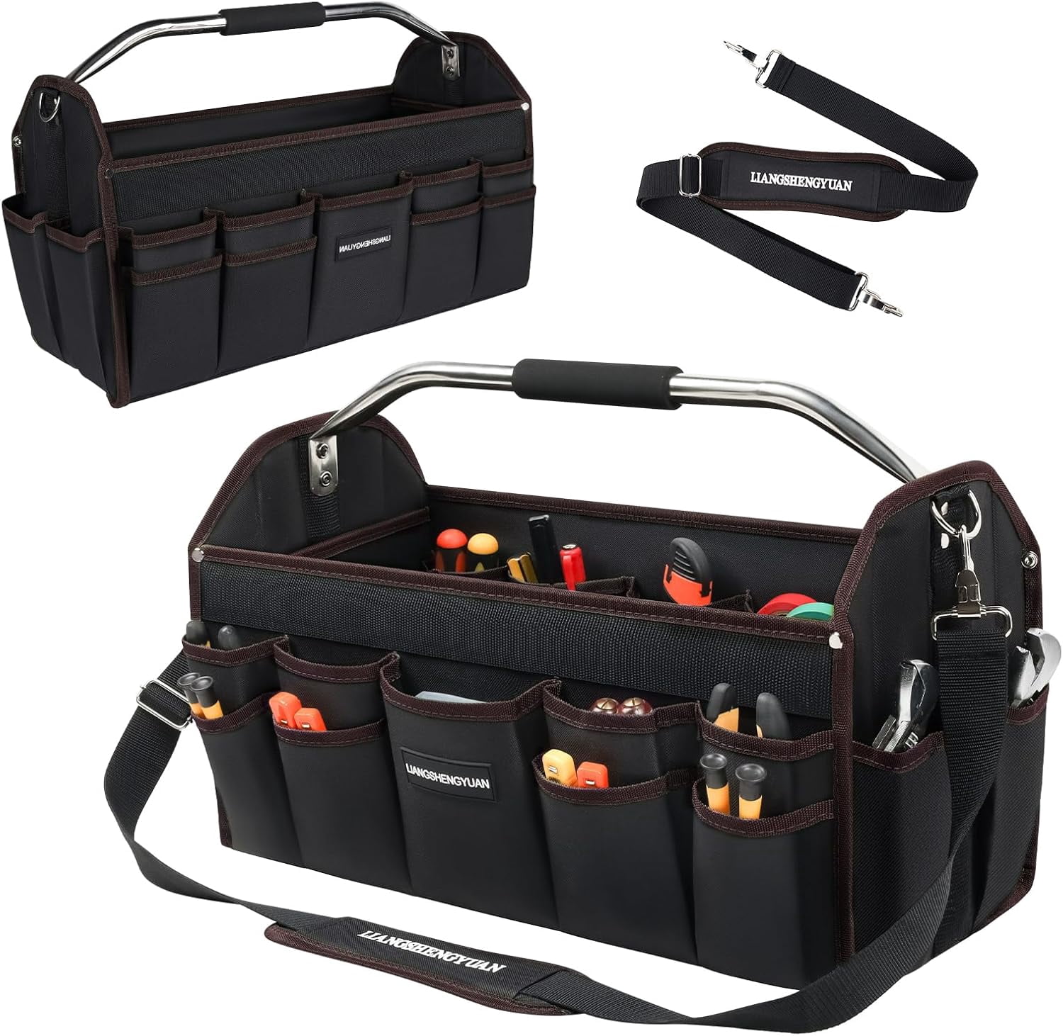 Contractor Tool Carrier TUFFWORX Tool Tote Bag With 15 Pockets - Heavy