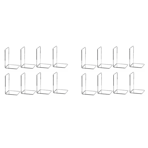 16 Transparent Bookends Acrylic Bookshelf L-Shaped Bookend Picture Book Album Compartment Board Storage Clip