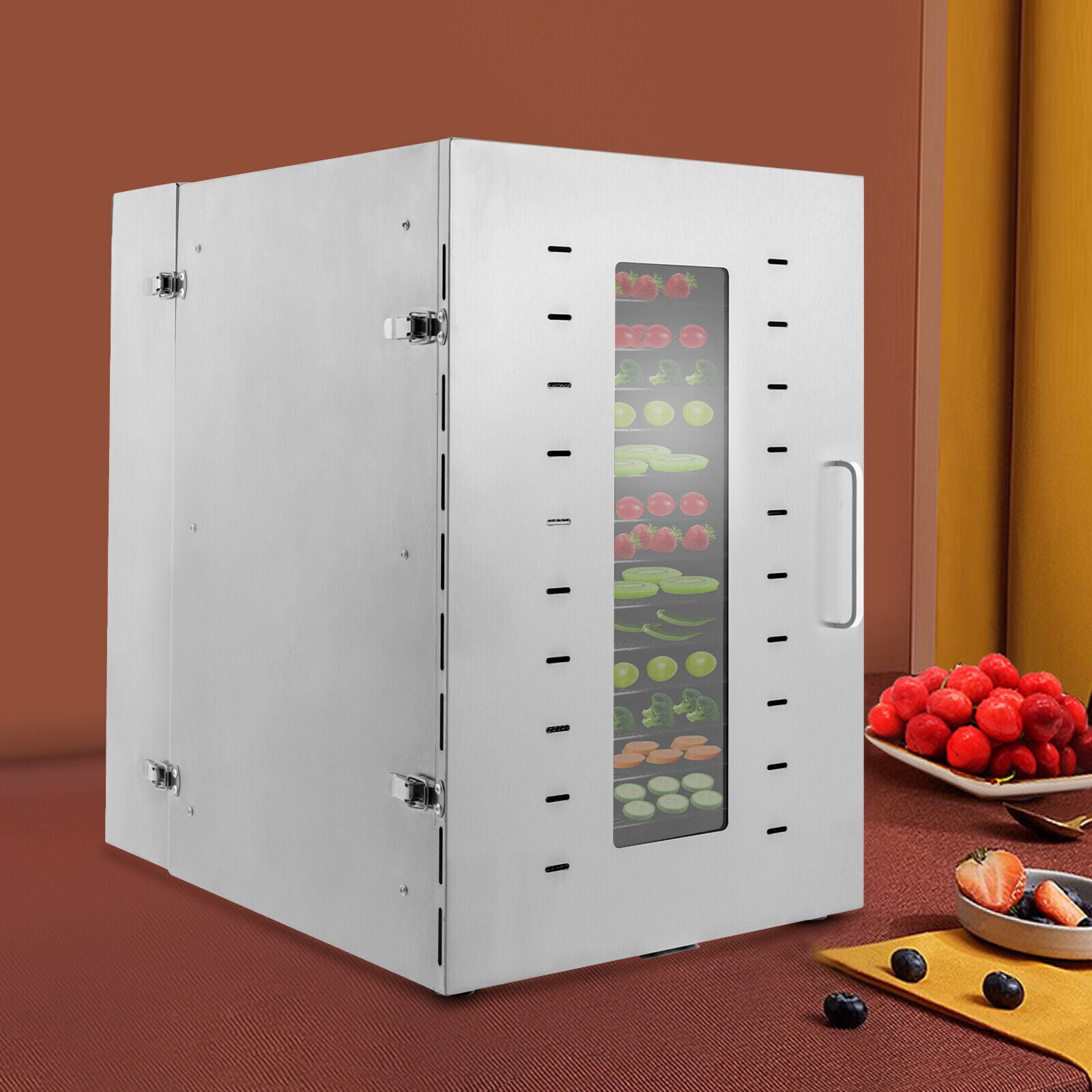 Food Dehydrator with 12 Stainless Steel Trays, Double Fans, Precise  Temperature Control, and Fast Drying Speed with Adjustable Timer and  Temperature