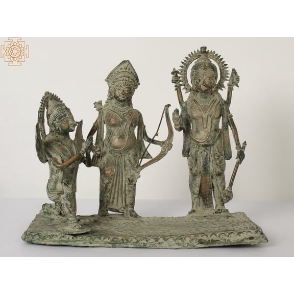 16 Tribal Statue of Garuda Bowing to Lord Rama while Lord Vishnu Blesses