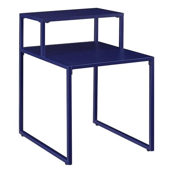 Walker Edison 16" Two Tiered Side Table Metal and Engineered Wood in Blue