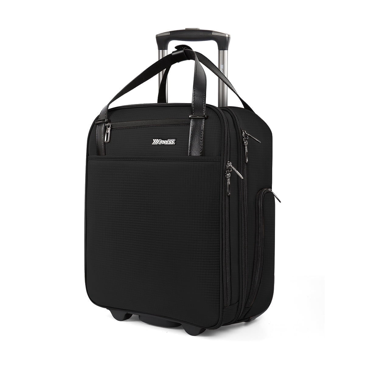 16" Underseat Carry on Luggage for Airplane, Softside Small Rolling Suitcase,Lightweight Personal Item Travel Bag, Black - XJ5011