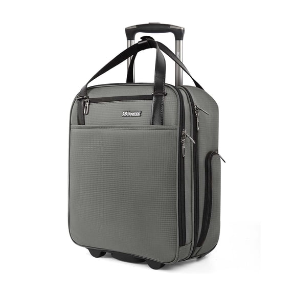 16" Underseat Carry on Luggage for Airplane, Softside Small Rolling Suitcase,Lightweight Personal Item Travel Bag, Grey - XJ5011