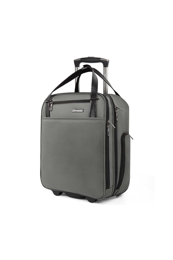 16" Underseat Carry on Luggage for Airplane, Softside Small Rolling Suitcase,Lightweight Personal Item Travel Bag, Grey - XJ5011