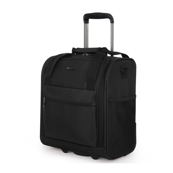 New York Xpress 16" Underseat Carry-on Luggage Lightweight Softside Rolling Suitcase with 2 Wheels, Black - TA13