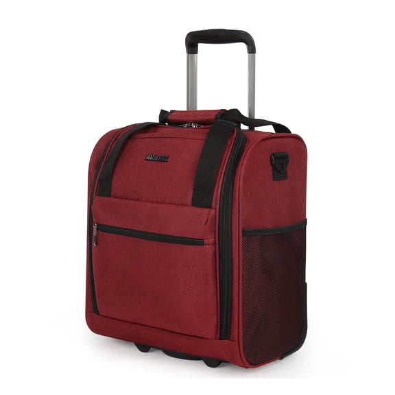 New York Xpress 16" Underseat Carry-on Luggage Lightweight Softside Rolling Suitcase with 2 Wheels, Burgundy - TA13