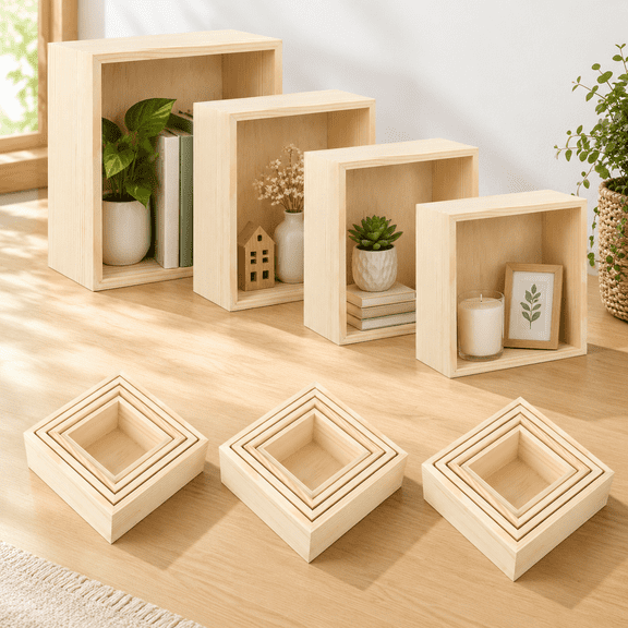 16 Unfinished Wooden Boxes 4 Sizes Rustic Wood Crates