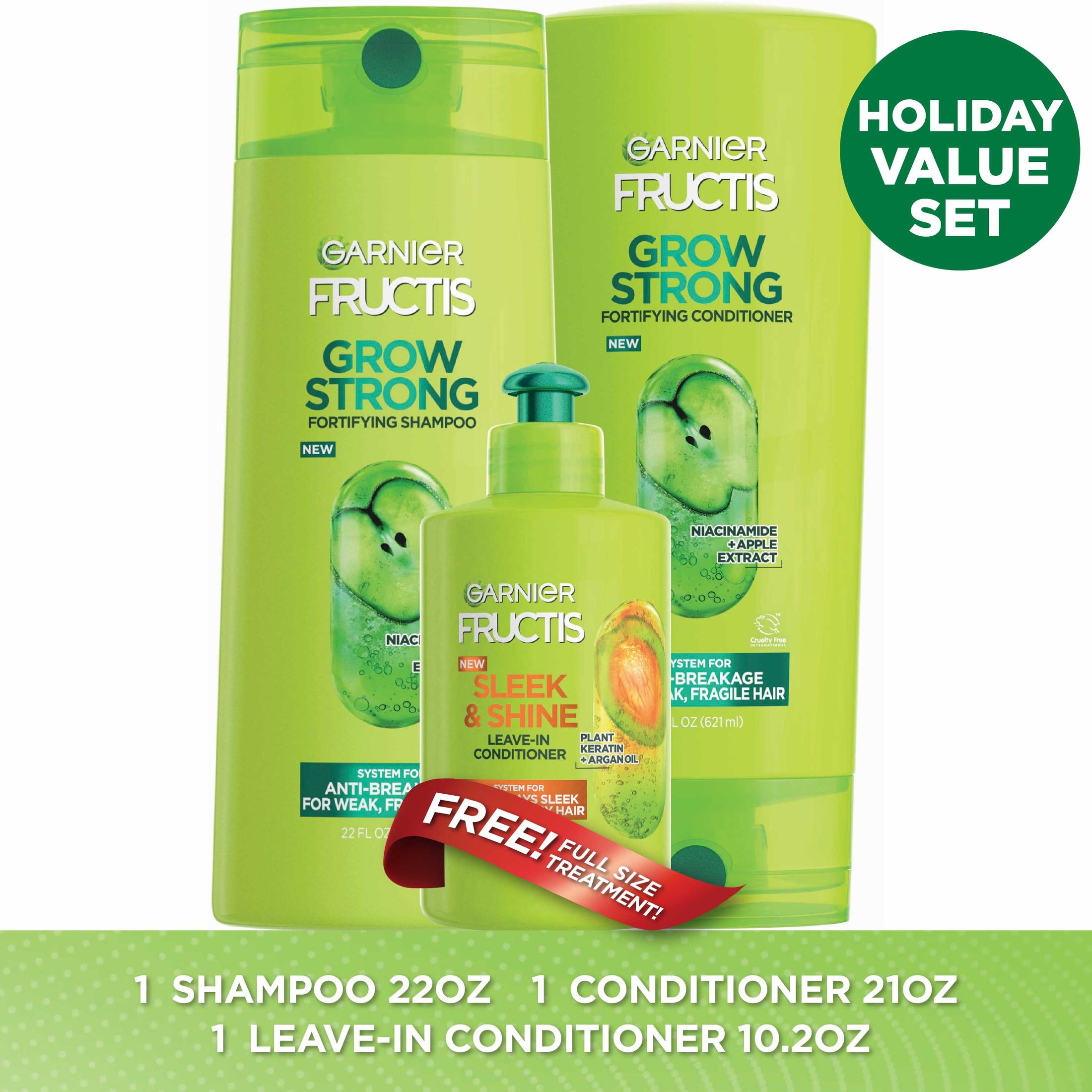 ($16 Value) Garnier Fructis Grow Strong Shampoo Conditioner and Treatment Gift Set, Holiday Kit - image 1 of 4