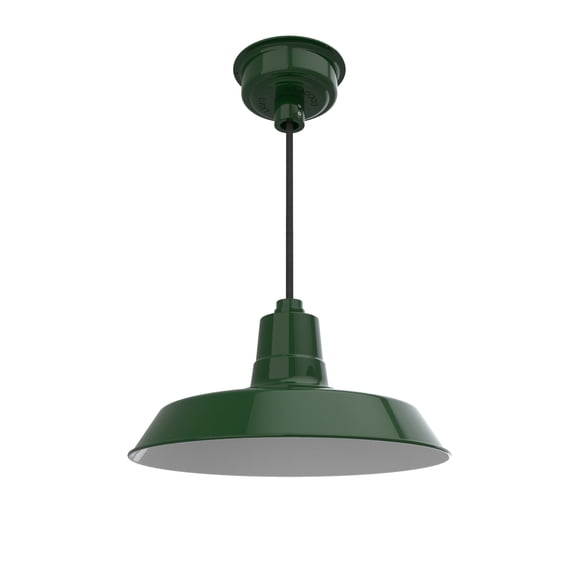 16" Vintage Pendant Barn Light in Green