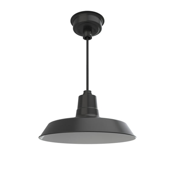 16" Vintage Pendant Barn Light in Matte Black