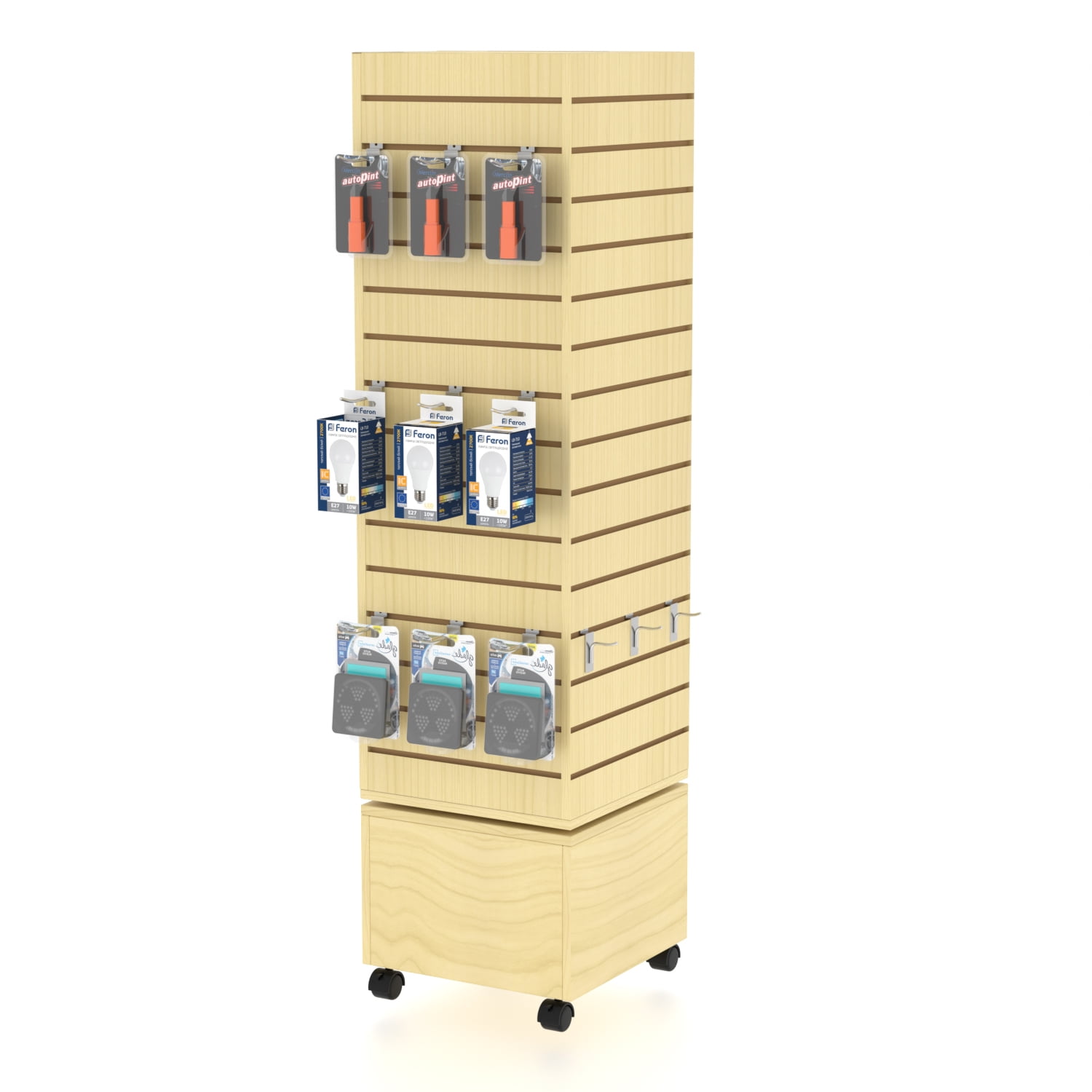 16”W * 16”D * 60”H - Maple Slatwall Tower, Slatwall Display Tower ...