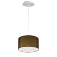 thumbnail image 1 of 16" W 2 Light Pendant Chocolate Burlap Shade with Diffuser, White Cord, 1 of 5