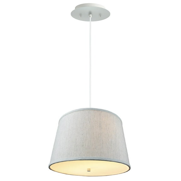 16" W 2 Light Pendant Textured Oatmeal Shade with Diffuser, White Cord