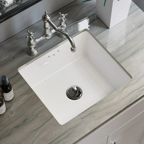 16"W x 12"D Undermount Bathroom Sink Rectangular Small, Los Flexi 16 Inch White Ceramic Vanity Sink With Overflow Hole, Under Counter Sinks For Bathrooms