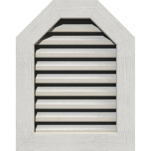 16"W x 14"H Octagonal Top Gable Vent (21"W x 19"H Frame Size): Primed, Functional, Rough Sawn Western Red Cedar Gable Vent w/ 1" x 4" Flat Trim Frame