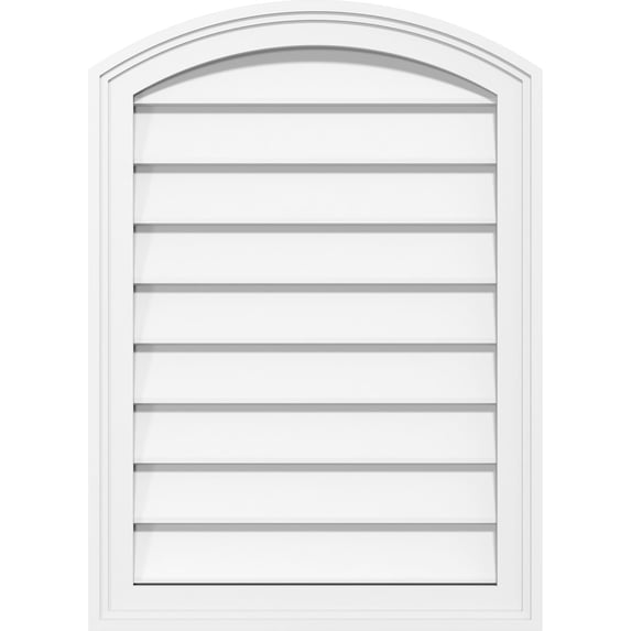 16"W x 16"H Arch Top Surface Mount PVC Gable Vent: Non-Functional, w/ 2"W x 1-1/2"P Brickmould Frame