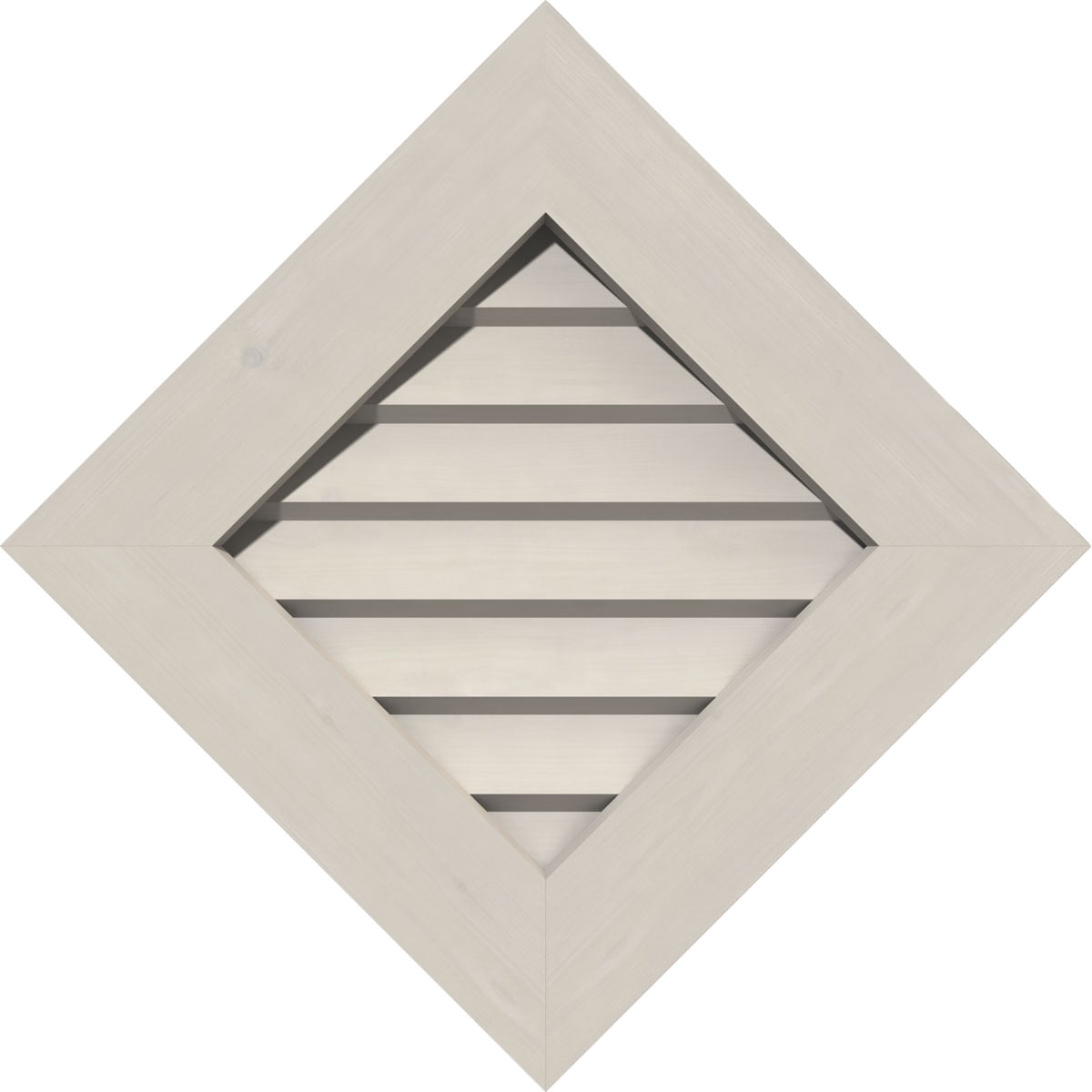 16"W x 16"H Diamond Gable Vent (22 3/8"W x 22 3/8"H Frame Size): Primed, Non-Functional, Smooth Pine Gable Vent w/ Decorative Face Frame