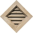 thumbnail image 1 of 16"W x 16"H Diamond Gable Vent (22 3/8"W x 22 3/8"H Frame Size): Unfinished, Functional, Smooth Pine Gable Vent w/ Brick Mould Face Frame, 1 of 12