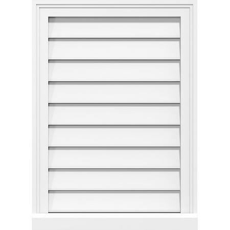 16"W x 18"H Rectangle Surface Mount PVC Gable Vent: Functional, w/ 2"W x 2"P Brickmould Sill Frame