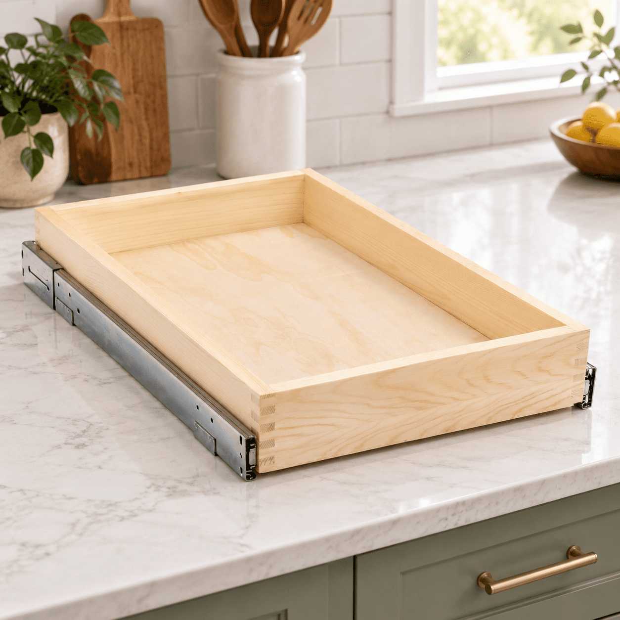 16"W x 21"D Soft Close Slide Out Wood Kitchen Cabinet Drawer Organizer ...