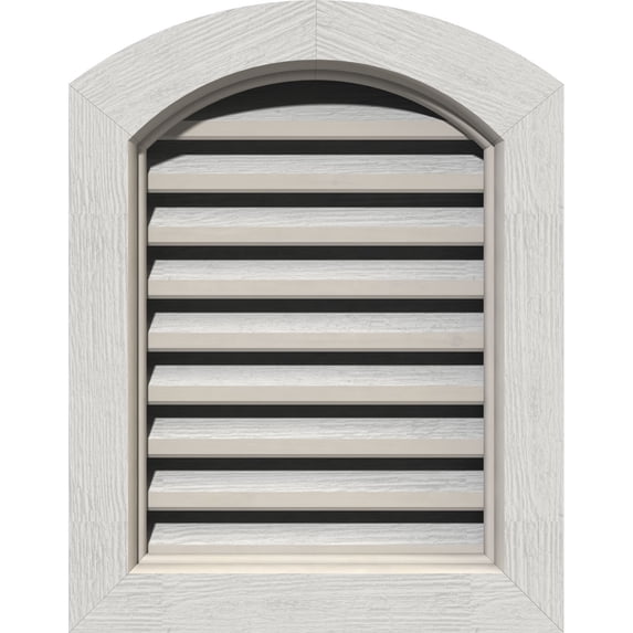 16"W x 24"H Arch Top Gable Vent (21"W x 29"H Frame Size): Primed, Functional, Rough Sawn Western Red Cedar Gable Vent w/ Brick Mould Face Frame
