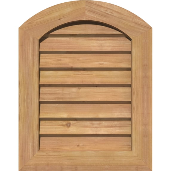 16"W x 26"H Arch Top Gable Vent (21"W x 31"H Frame Size): Unfinished, Non-Functional, Smooth Western Red Cedar Gable Vent w/ Decorative Face Frame