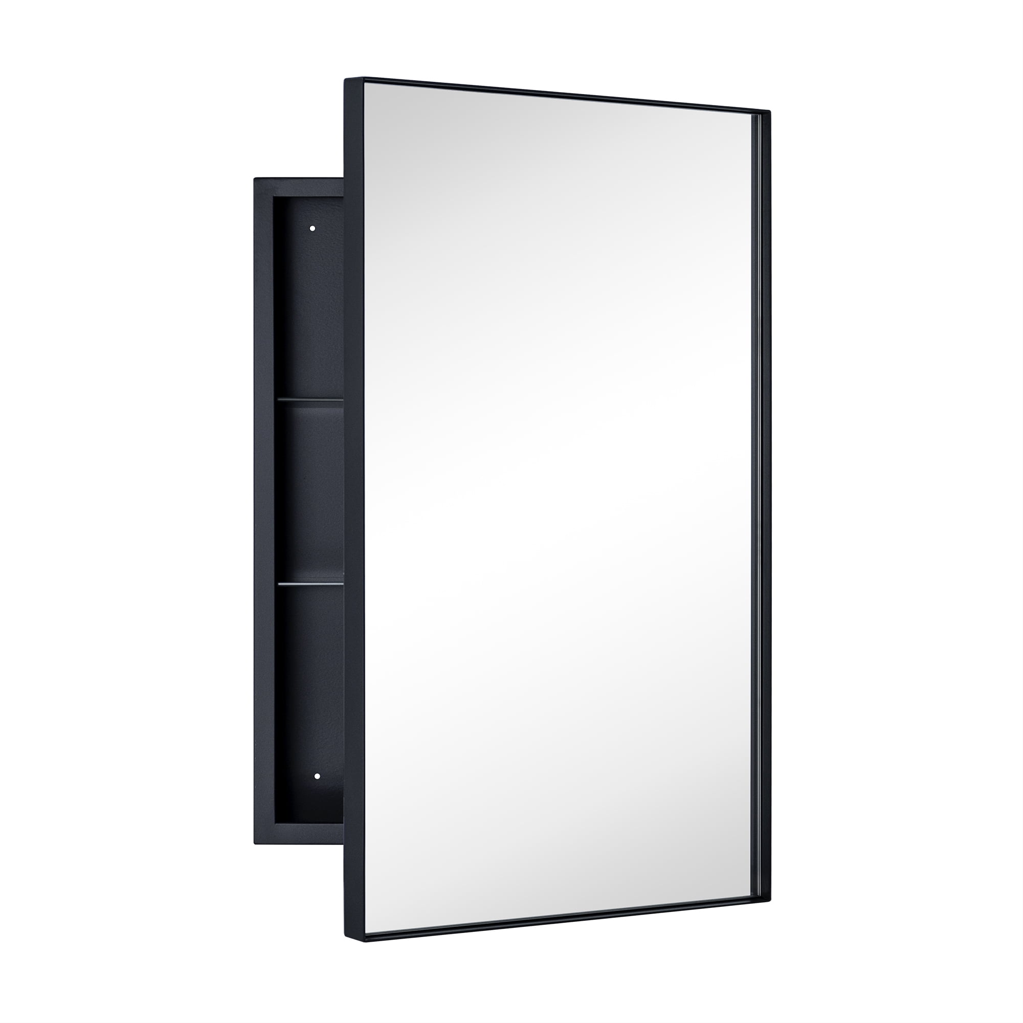 16'' x 26'' Black Metal Framed Medicine Cabinet with Mirror
