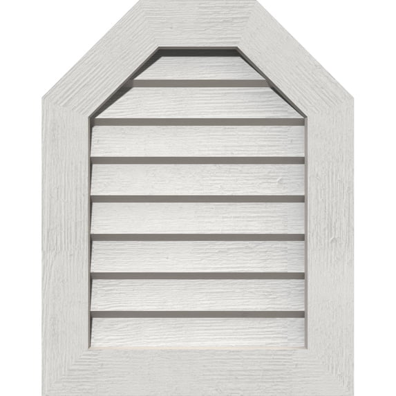 16"W x 28"H Octagonal Top Gable Vent (21"W x 33"H Frame Size): Primed, Non-Functional, Rough Sawn Western Red Cedar Gable Vent w/ Decorative Face Frame