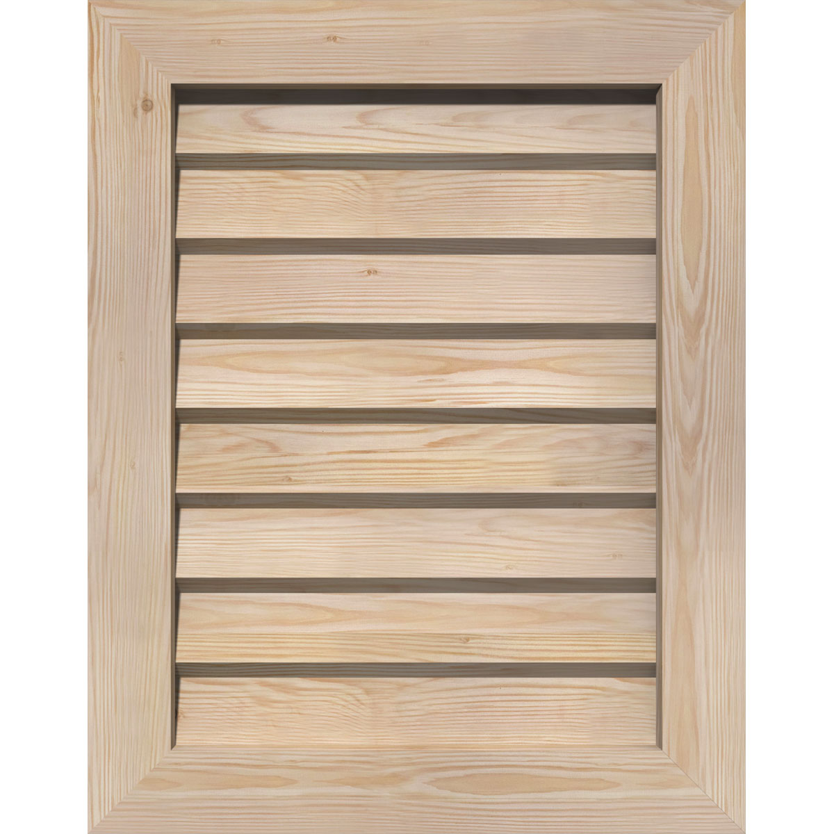 16"W x 30"H Vertical Gable Vent (21"W x 35"H Frame Size): Unfinished, Non-Functional, Smooth Pine Gable Vent w/ Decorative Face Frame - image 1 of 12